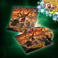 Collection of 'Amerikan Kaos' merchandise, CD titled 'Amerikan Kaos: The Sheeple Swing' with game pieces on a green background
